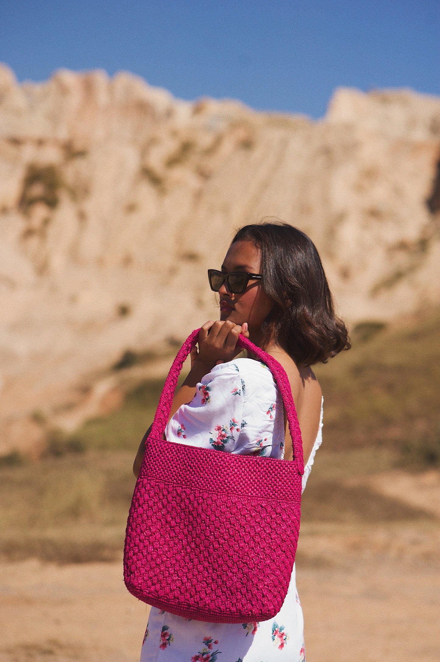 Panier Lou rose fuchsia