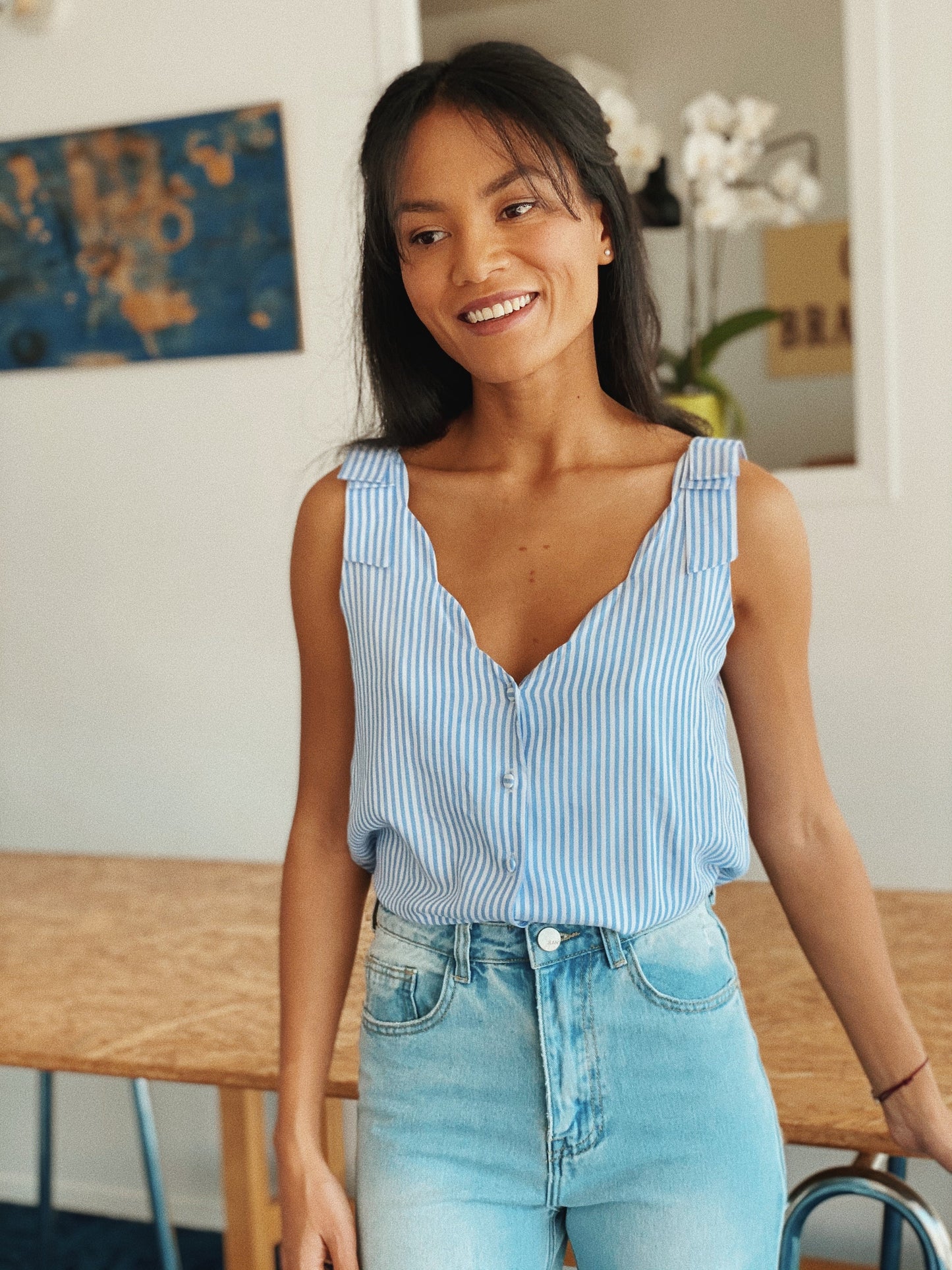 Top Abby bleu rayé
