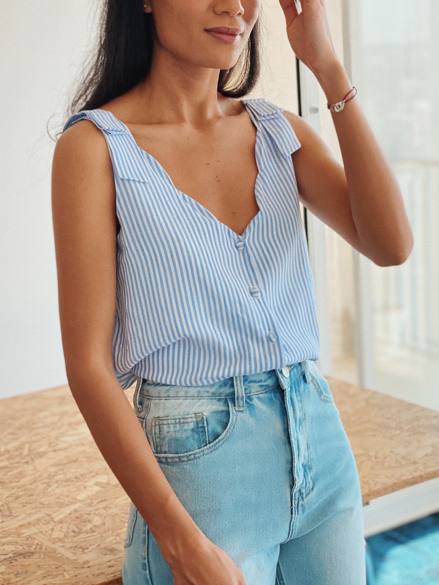 Top Abby bleu rayé