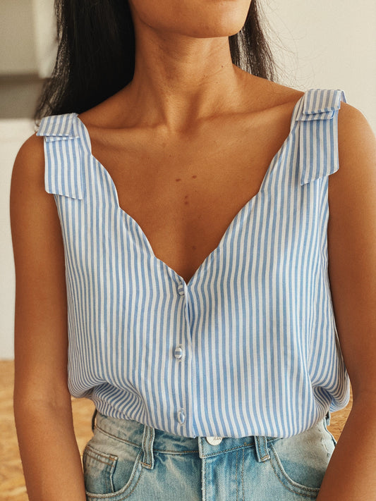 Top Abby bleu rayé